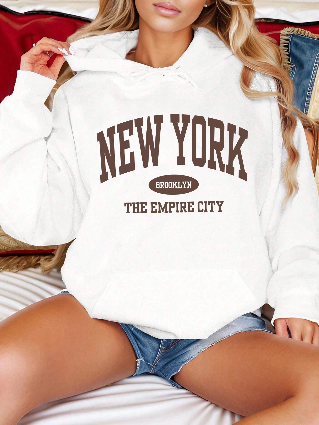 New York City Brooklyn Creative Letter Printed Female Hoodies Multicolor