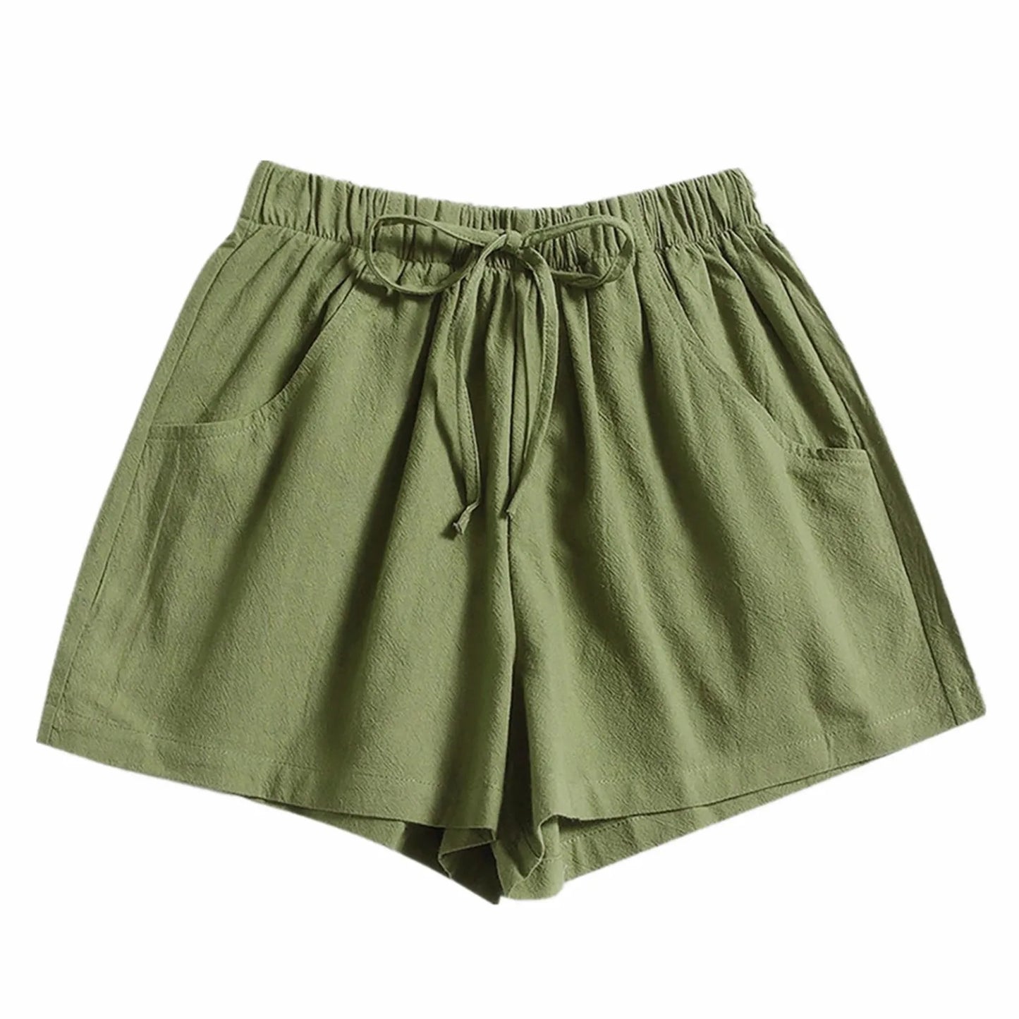 Women's Drawstring High Waist Solid Color Shorts Summer Loose Beach