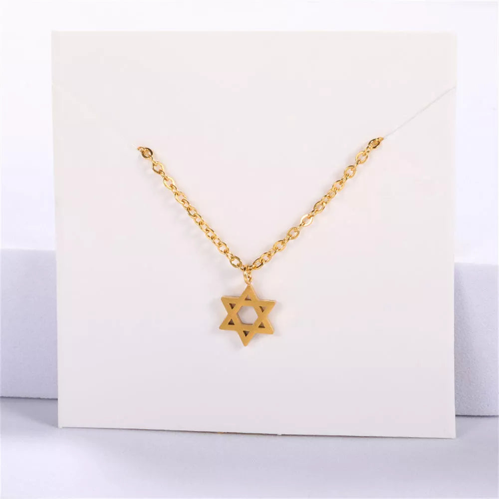 Jewelry Star of David Pendant Necklace for Women Chain Stainless Steel