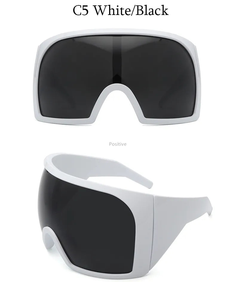 Oversized Punk One-piece Wrap Around Sunglasses Goggle Women Men Sun Glasses