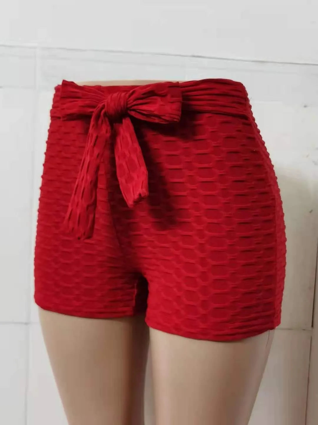 Fitness Gym Solid Shorts For Women Casual Summer Bow High Waist Running