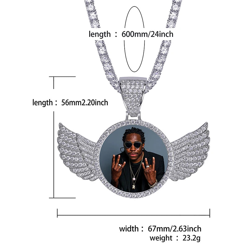 TOPGRILLZ Gold Custom Made Photo With wings Medallions Necklace