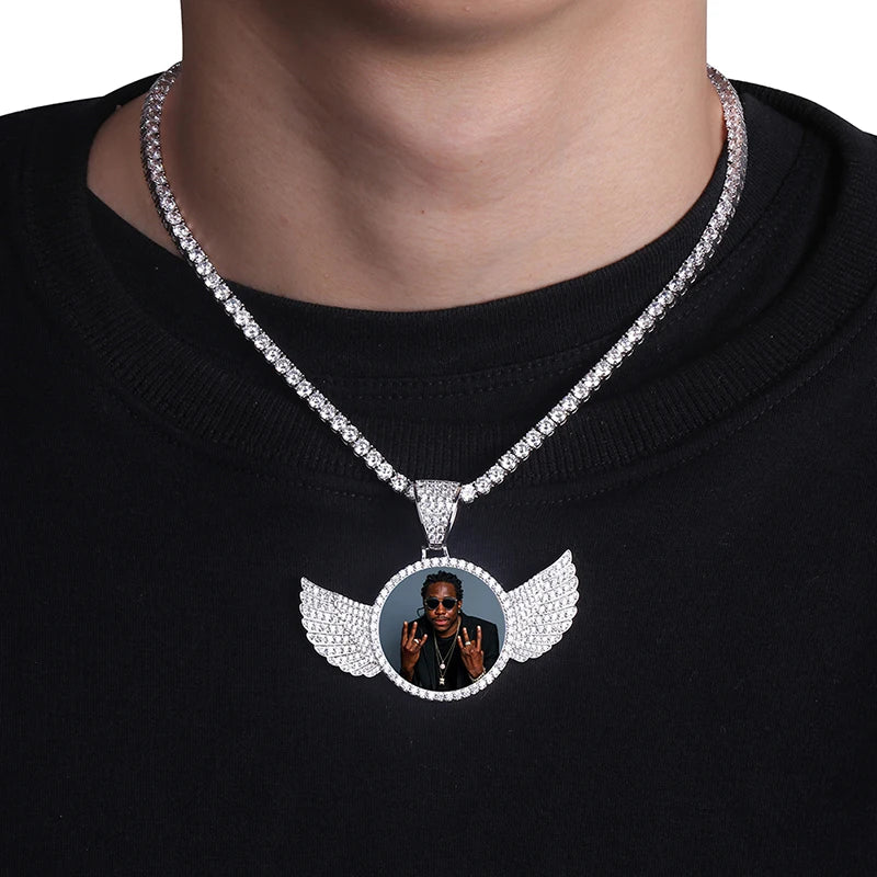 TOPGRILLZ Gold Custom Made Photo With wings Medallions Necklace