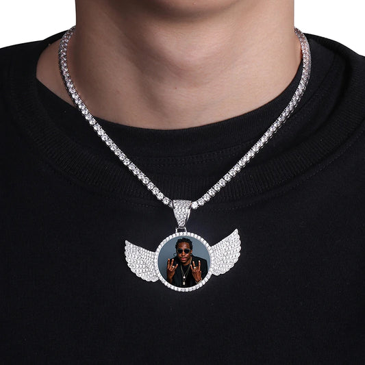 TOPGRILLZ Gold Custom Made Photo With wings Medallions Necklace