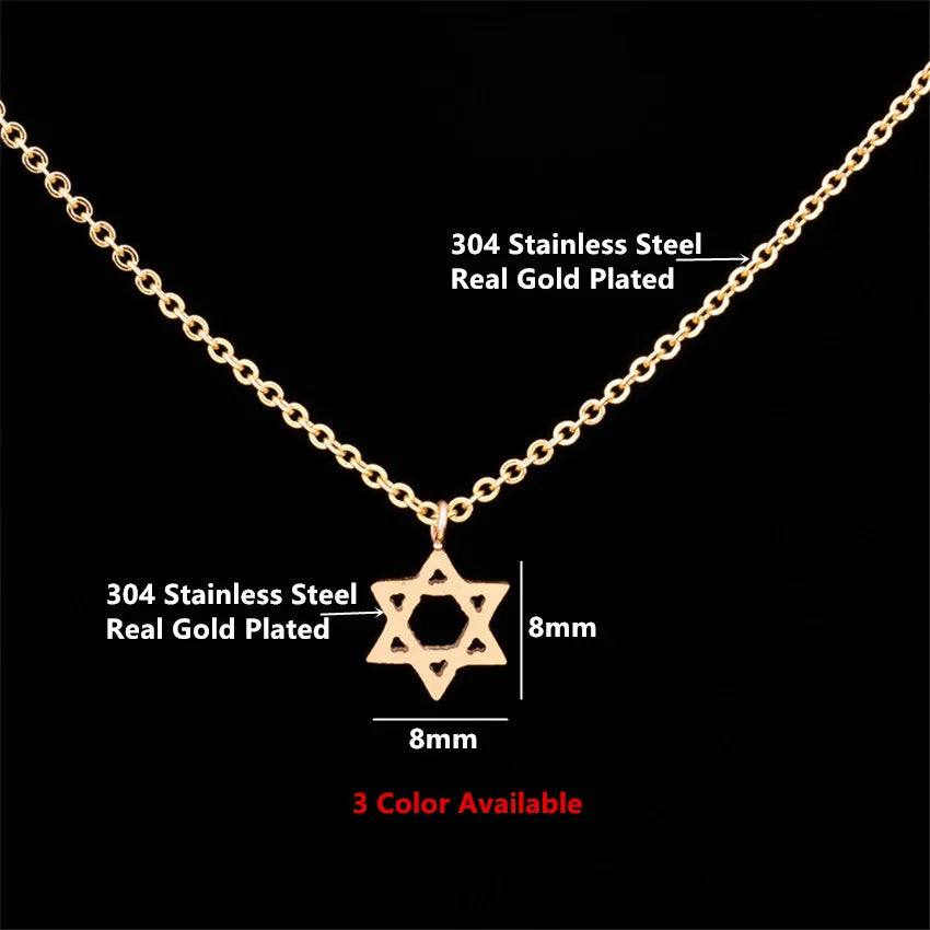 Jewelry Star of David Pendant Necklace for Women Chain Stainless Steel