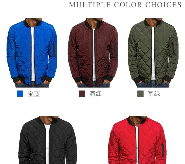 Winter New Cotton Jacket Men's Baseball Collar Mesh Pressed Lightweight Cotton Jacket