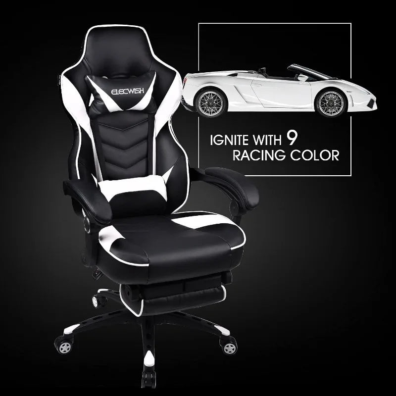 ARTET Gaming Chair with Massage High Back Computer Chair with Footrest Headrest