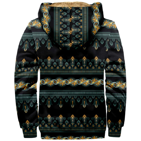 Winter Mens Warm Thick Fleece Lining Jackets Vintage Pattern Print Patchwork.