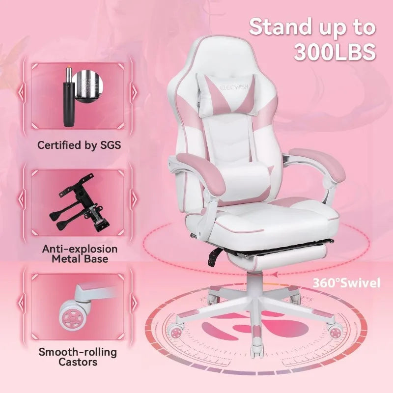 ARTET Gaming Chair with Massage High Back Computer Chair with Footrest Headrest