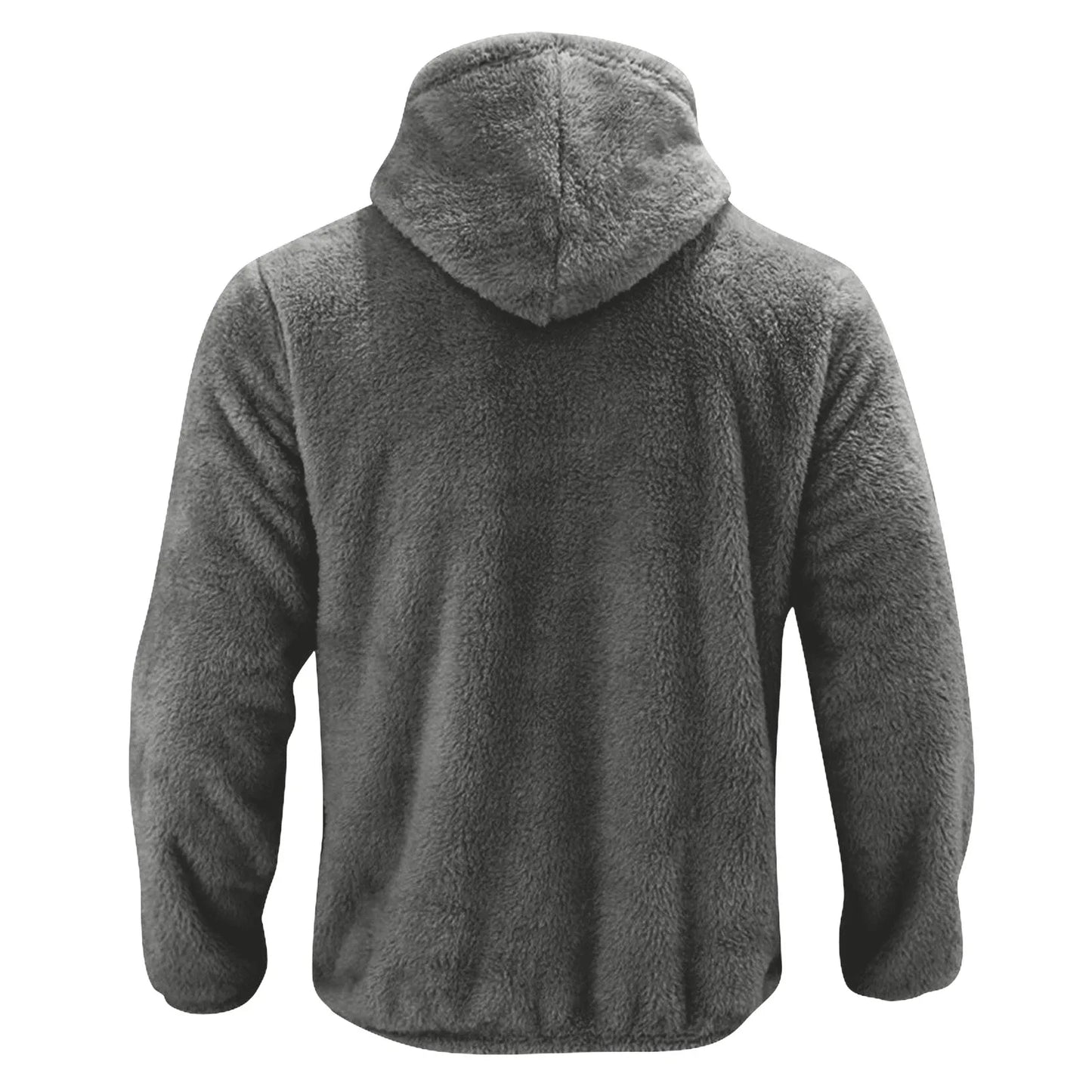 Men Coat Winter Fleece Jacket Plush Zipper Hooded Solid Soft Cold-proof Thermal