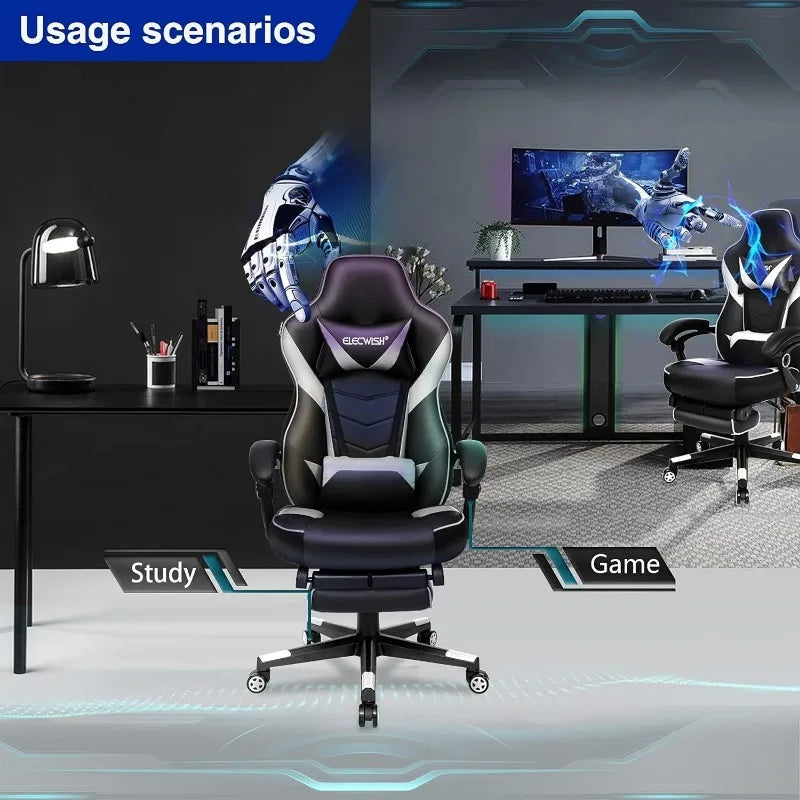 ARTET Gaming Chair with Massage High Back Computer Chair with Footrest Headrest