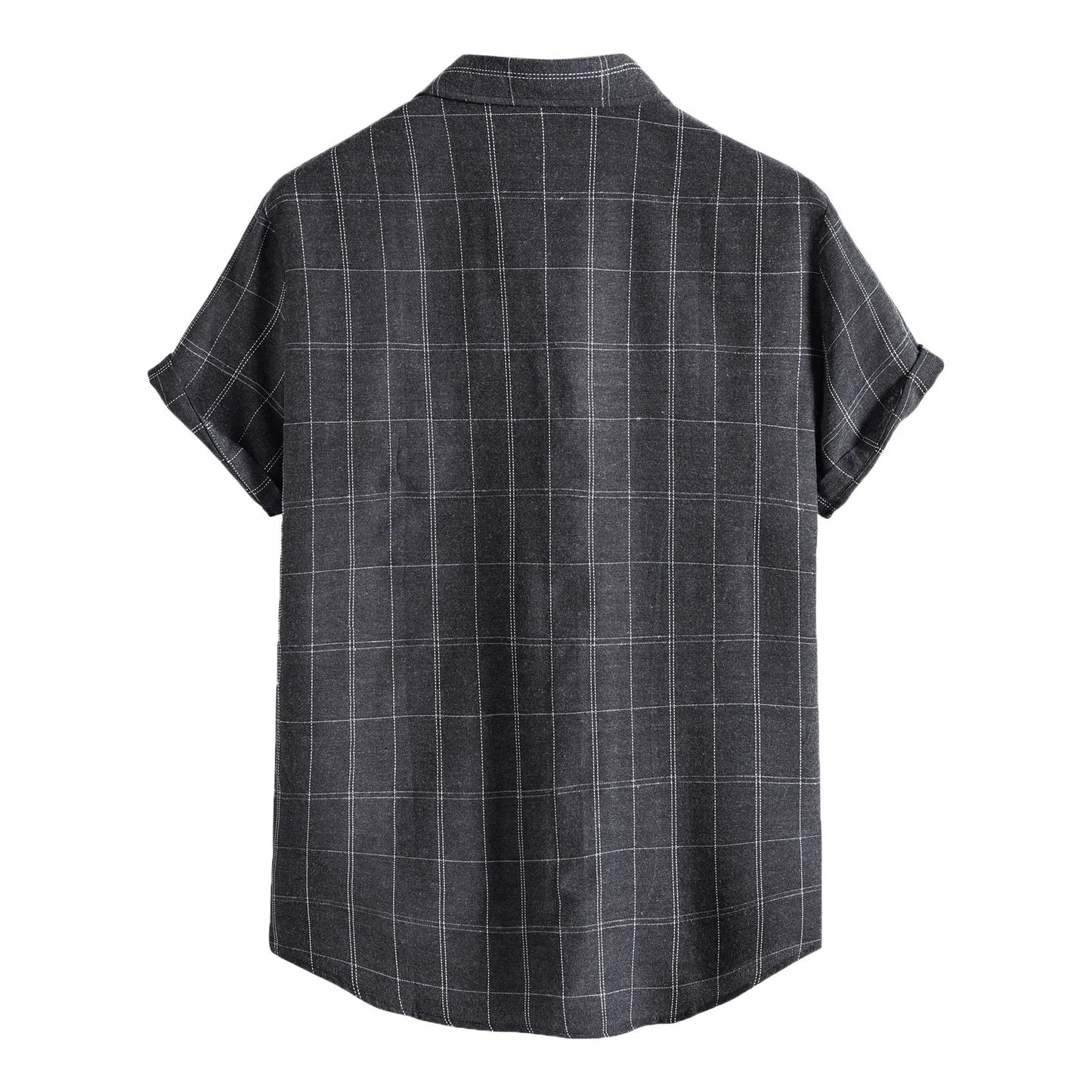 Summer Men Shirts Hawaiian Short Sleeve Work Shirt Men Plaid Print Blouse Men