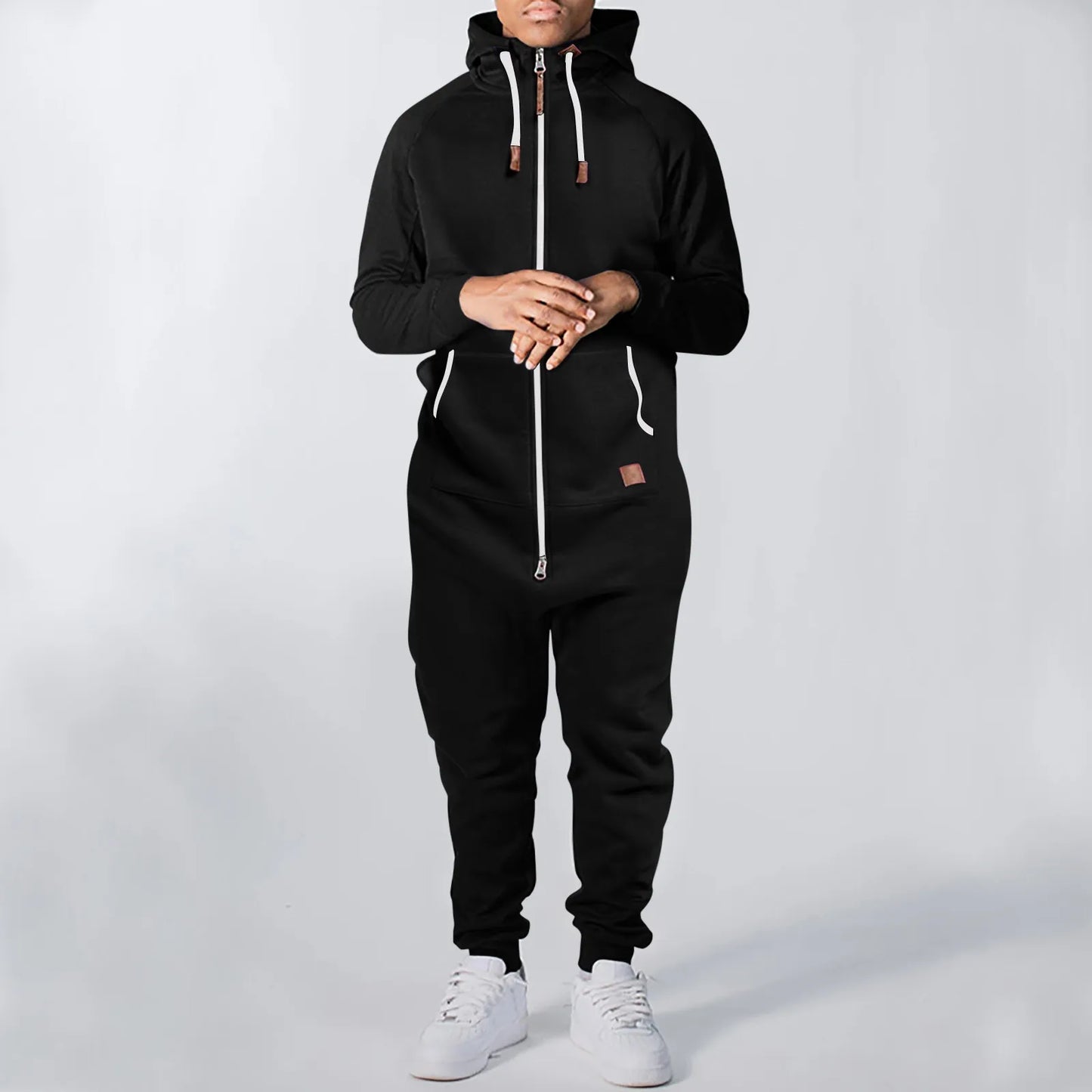 Men One-piece Garment Pajama Playsuit Zipper Hoodie