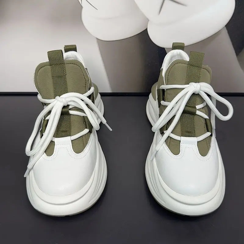 Fashion Men Designer Chunky Sneakers Board Shoes Casual Microfiber Leather Patchwork