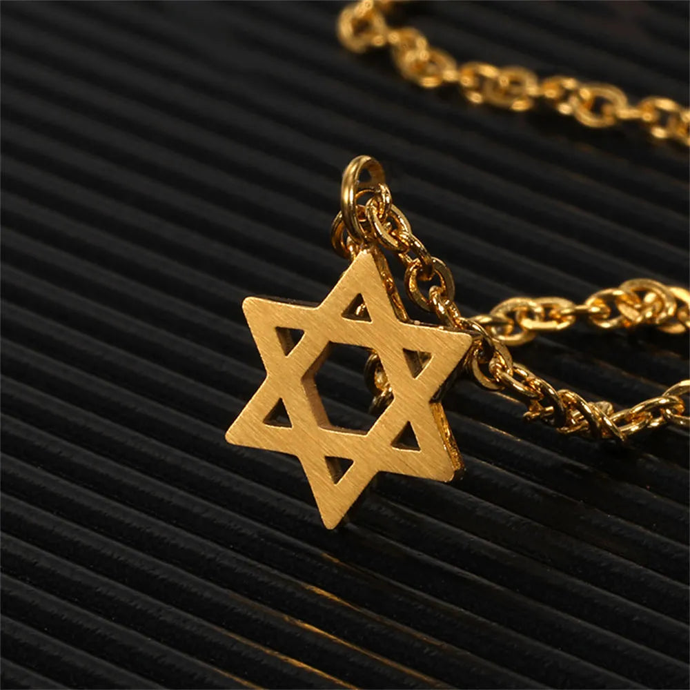 Jewelry Star of David Pendant Necklace for Women Chain Stainless Steel