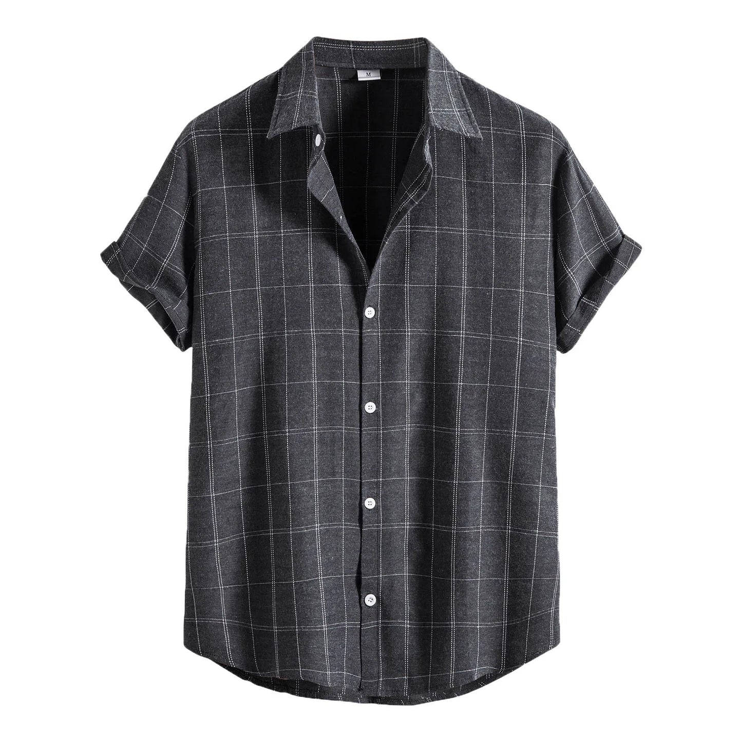 Summer Men Shirts Hawaiian Short Sleeve Work Shirt Men Plaid Print Blouse Men