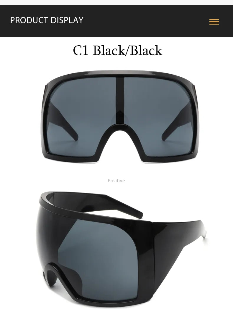 Oversized Punk One-piece Wrap Around Sunglasses Goggle Women Men Sun Glasses