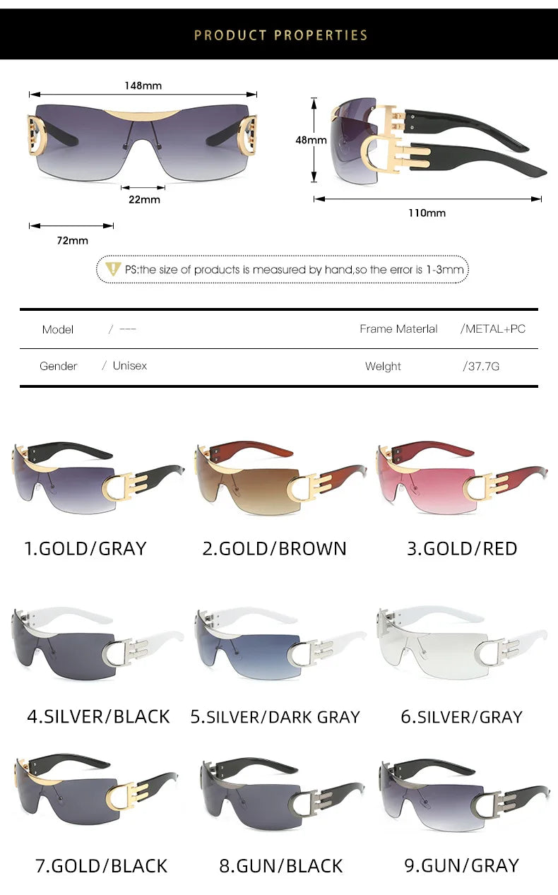 Cycling Sun Glasses Punk One Piece Goggle Women  Brand Designer Sun Glasses