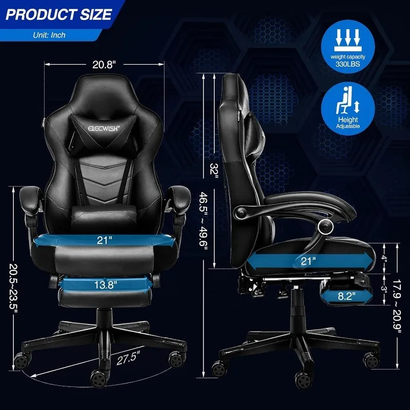 ARTET Gaming Chair with Massage High Back Computer Chair with Footrest Headrest