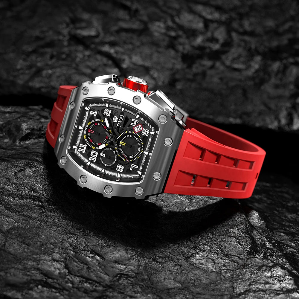 TSAR BOMBA Luxury Watch Men Top Brand Luminous Hand Imported Silicone Strap