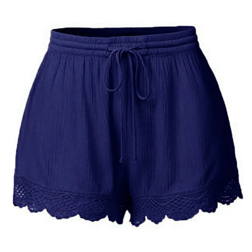 Shorts Women 2024 Summer Solid Color Lace Female Shorts Rope Sports