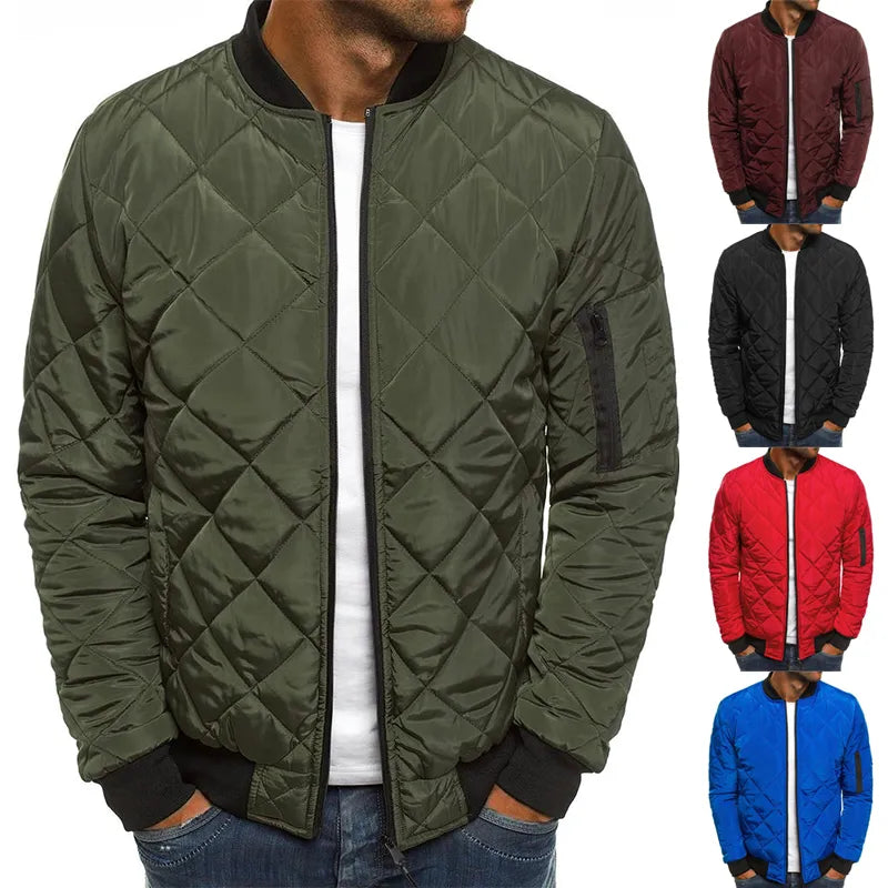 Winter New Cotton Jacket Men's Baseball Collar Mesh Pressed Lightweight Cotton Jacket