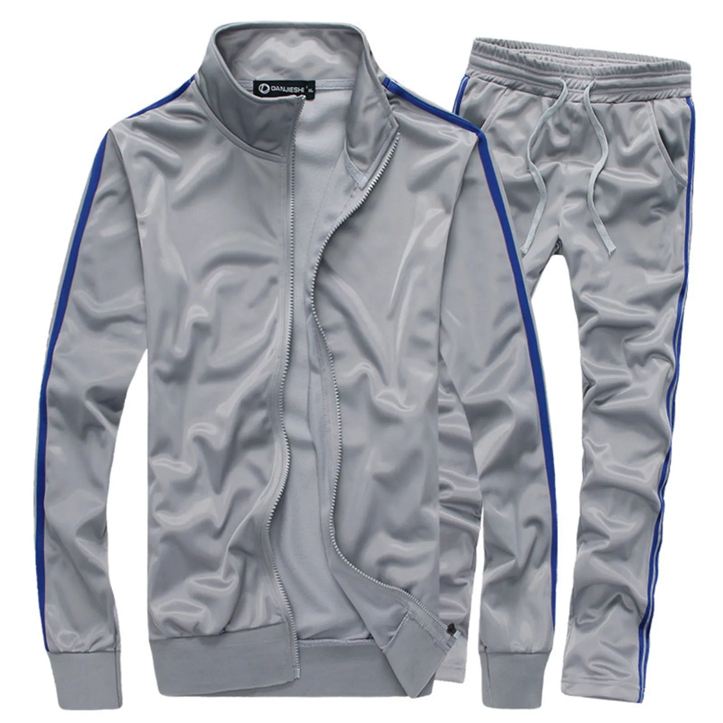 Casual Men Tracksuit Full Zip Running Jogging Athletic Sports Jacket And Pants 2 Piece Sets