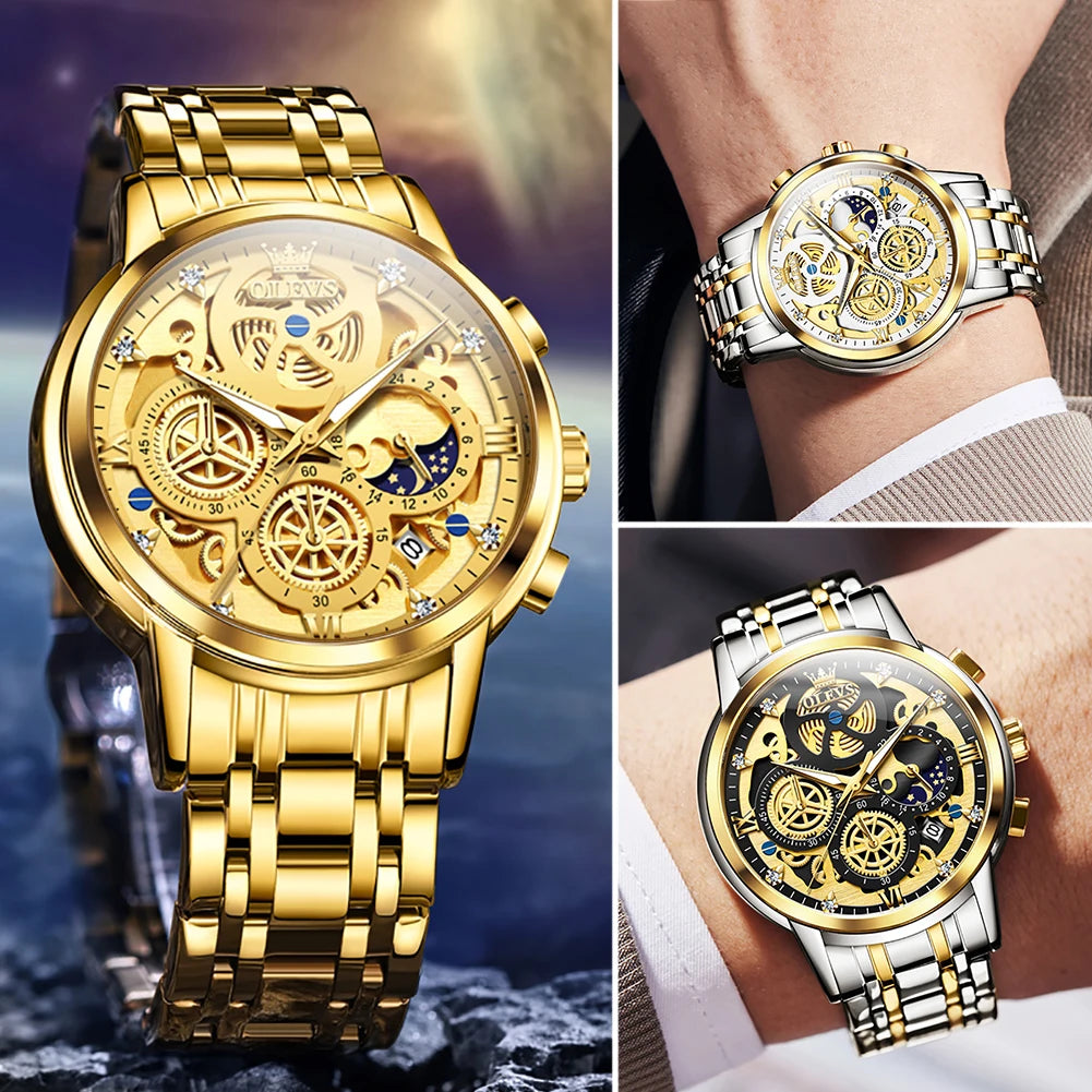 OLEVS Men's Watches Top Brand Luxury Original Waterproof Quartz Watch for Man