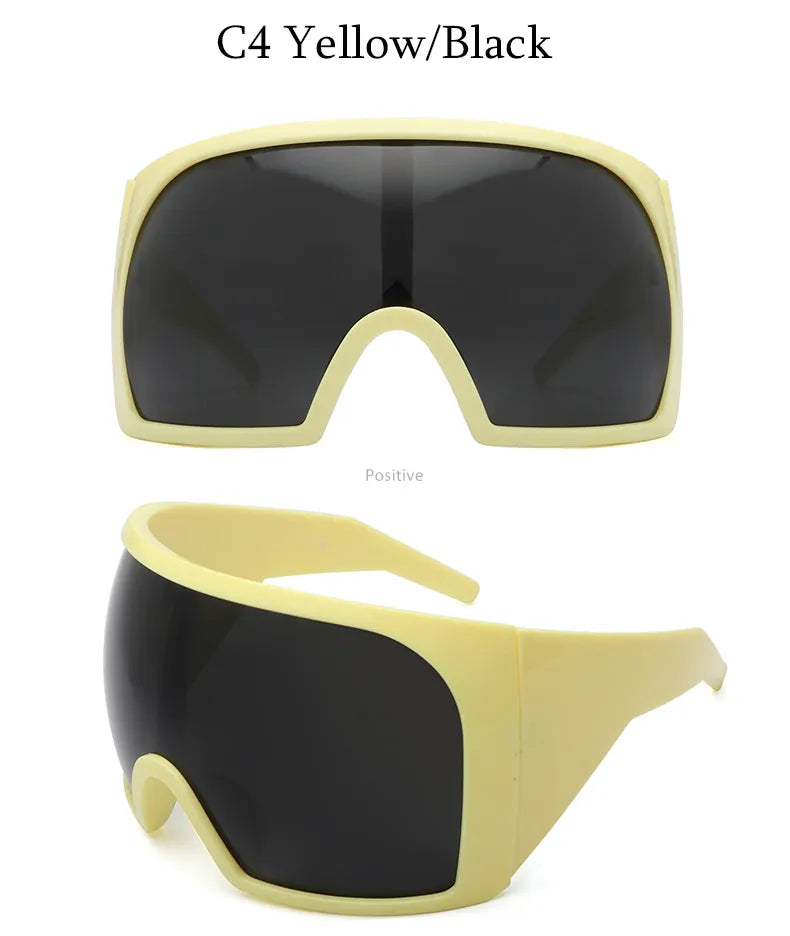 Oversized Punk One-piece Wrap Around Sunglasses Goggle Women Men Sun Glasses
