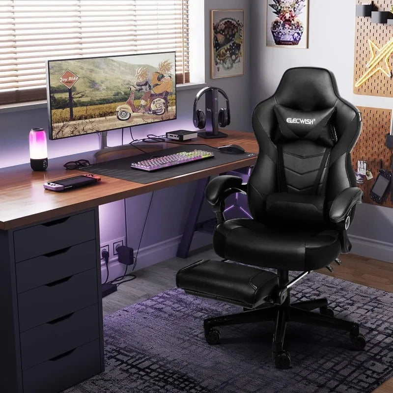 ARTET Gaming Chair with Massage High Back Computer Chair with Footrest Headrest