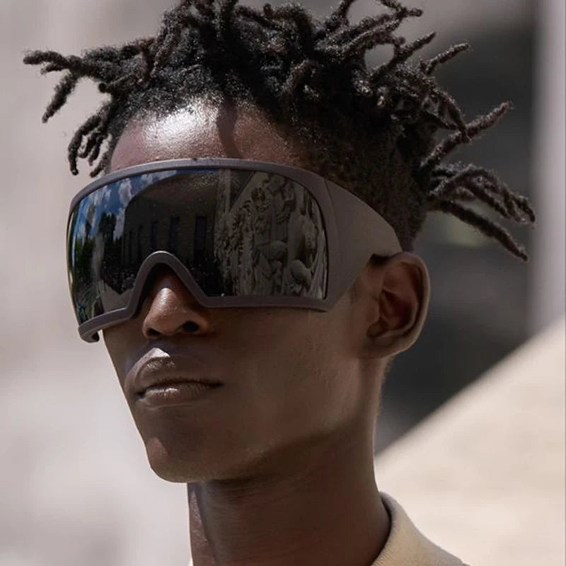 Oversized Punk One-piece Wrap Around Sunglasses Goggle Women Men Sun Glasses