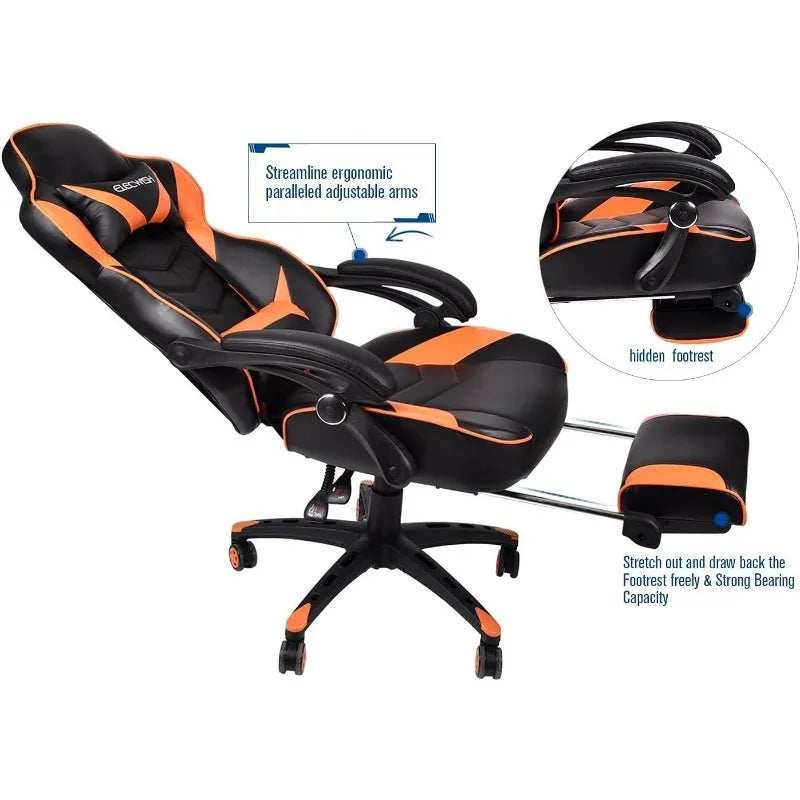 ARTET Gaming Chair with Massage High Back Computer Chair with Footrest Headrest
