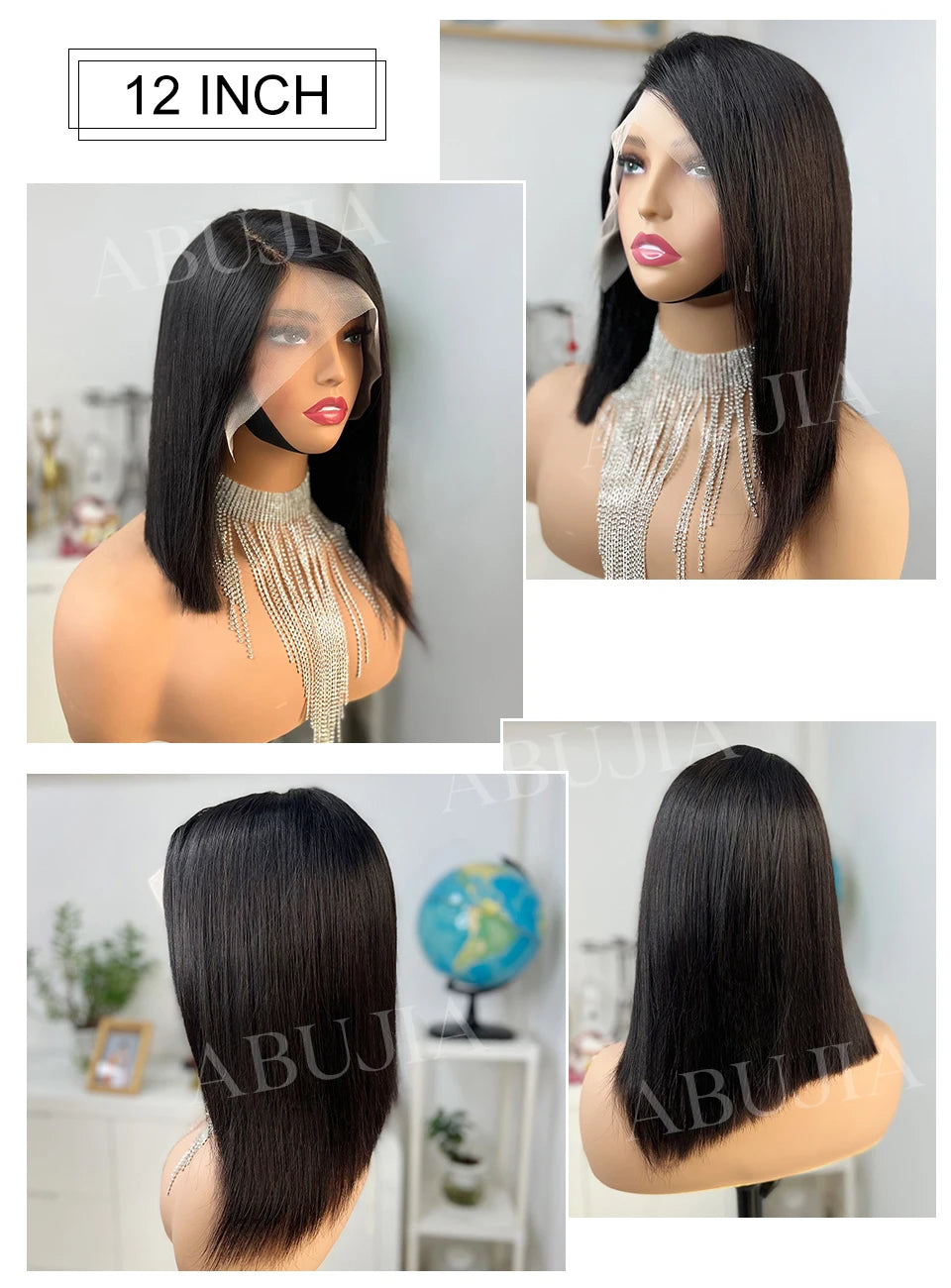 Pre Plucked Brazilian Human Hair Wigs Side Part Bob Wig for Women Natural Color T Part Lace Remy Straight Human Hair Wigs