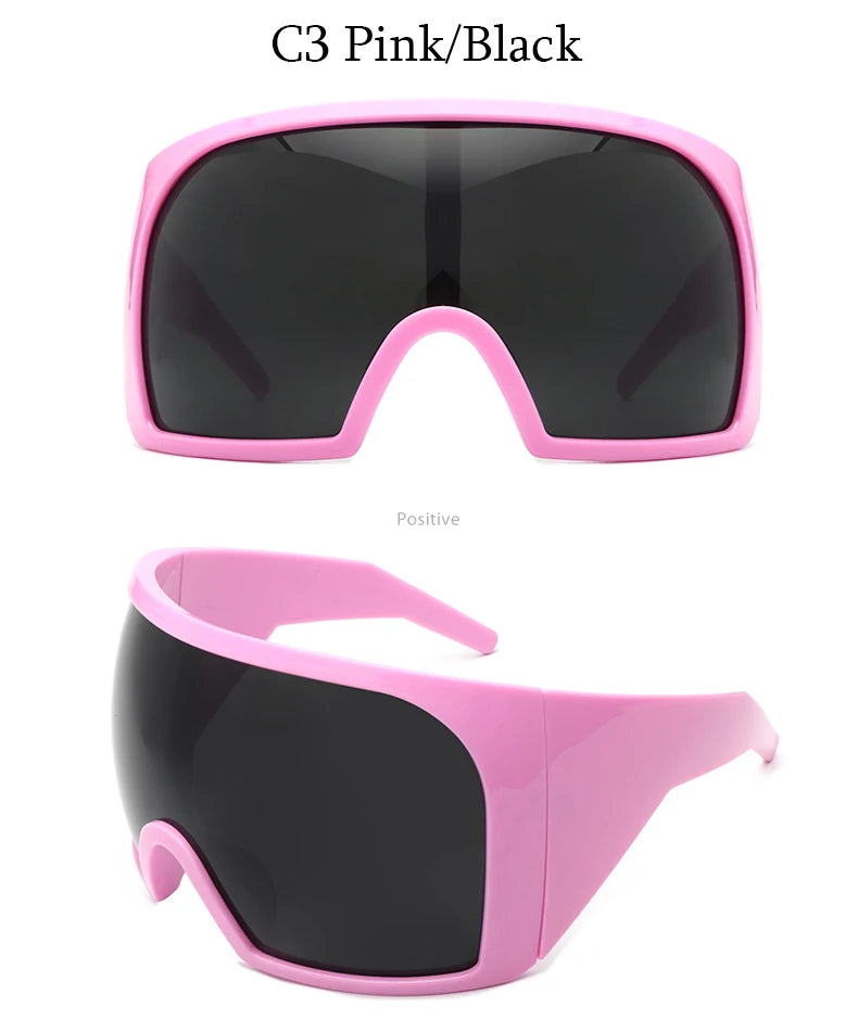 Oversized Punk One-piece Wrap Around Sunglasses Goggle Women Men Sun Glasses