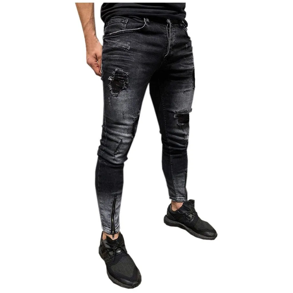 Men's Street All-match Jeans Hot Mens Skinny Stretch Denim Pants Distressed