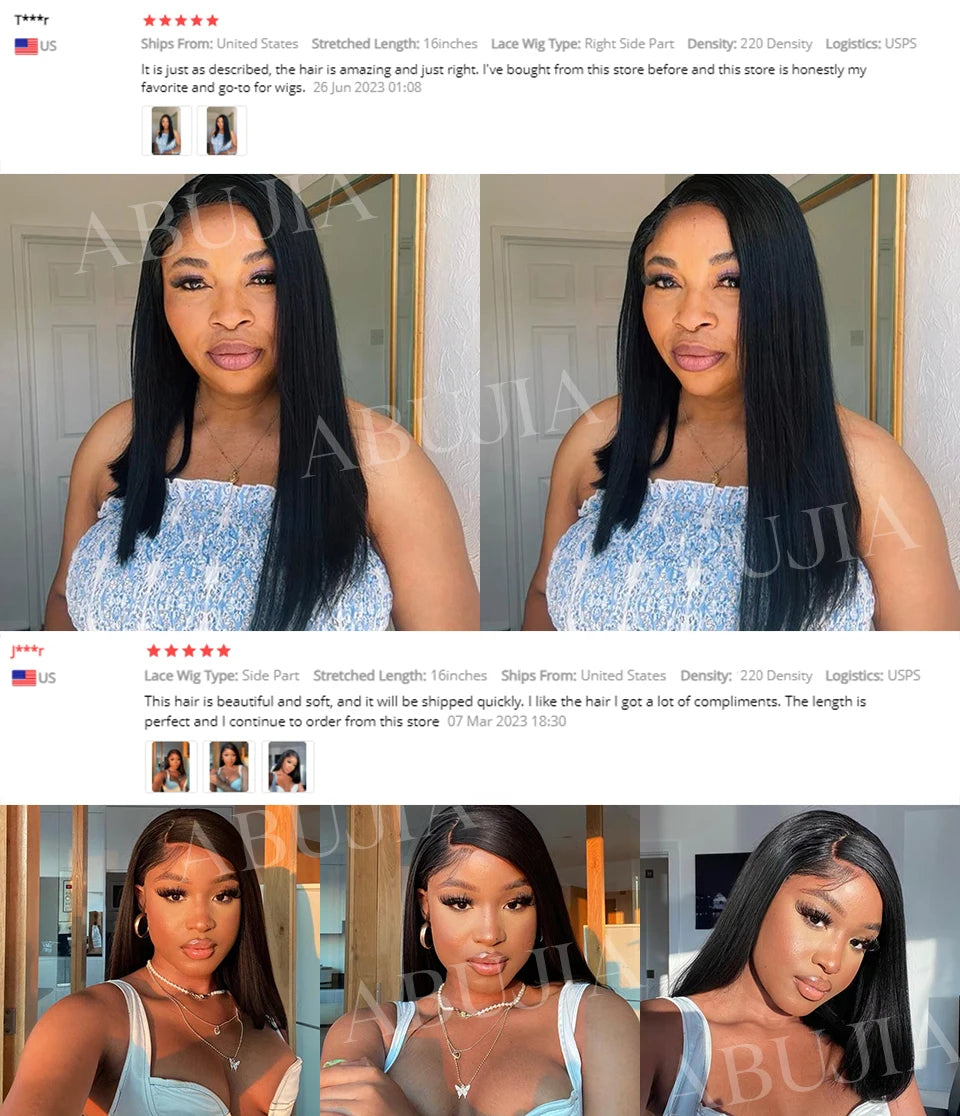 Pre Plucked Brazilian Human Hair Wigs Side Part Bob Wig for Women Natural Color T Part Lace Remy Straight Human Hair Wigs