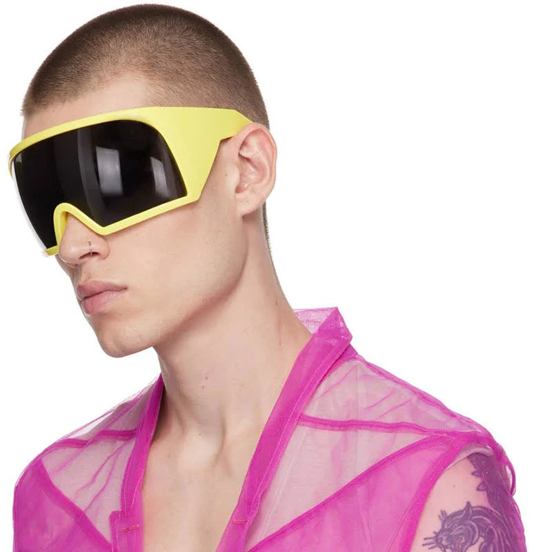 Oversized Punk One-piece Wrap Around Sunglasses Goggle Women Men Sun Glasses
