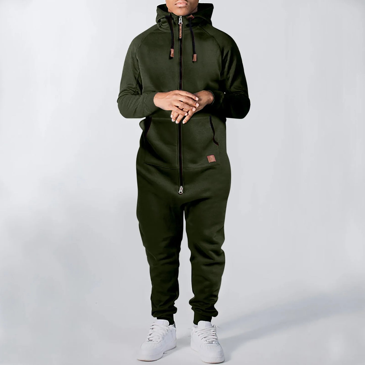 Men One-piece Garment Pajama Playsuit Zipper Hoodie