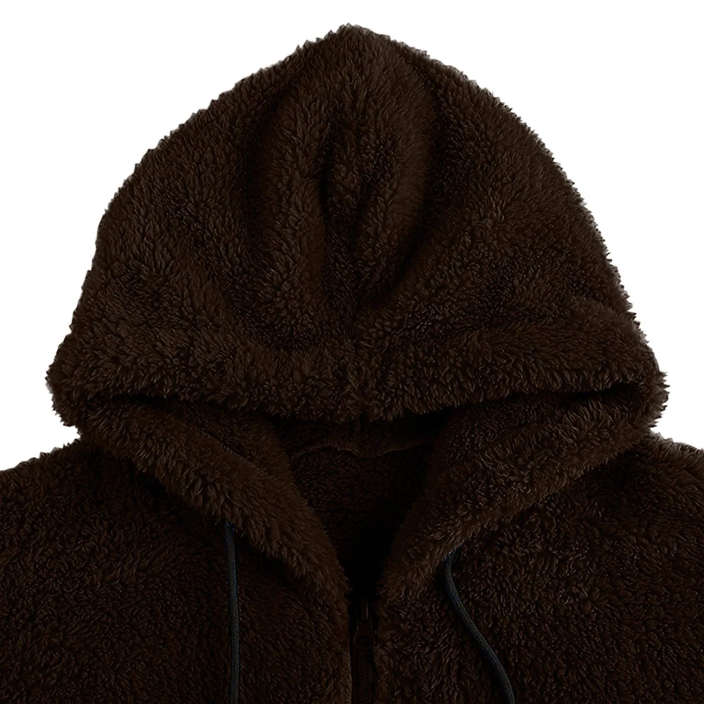 Men Coat Winter Fleece Jacket Plush Zipper Hooded Solid Soft Cold-proof Thermal