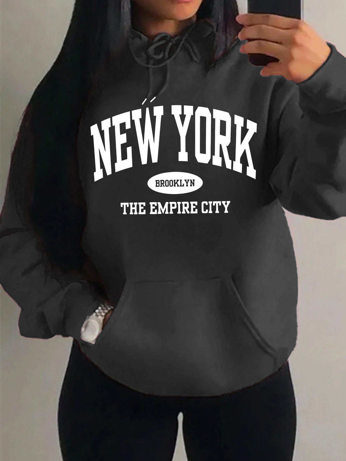 New York City Brooklyn Creative Letter Printed Female Hoodies Multicolor