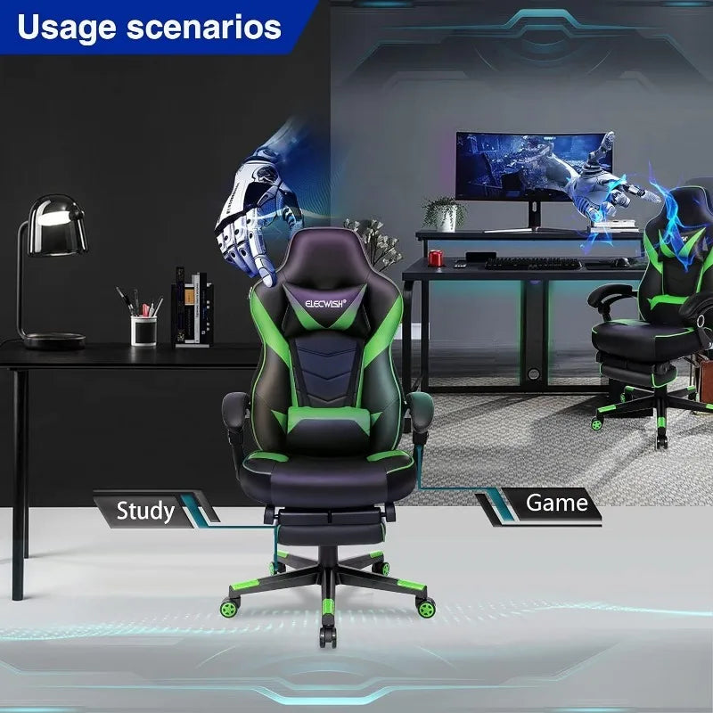 ARTET Gaming Chair with Massage High Back Computer Chair with Footrest Headrest