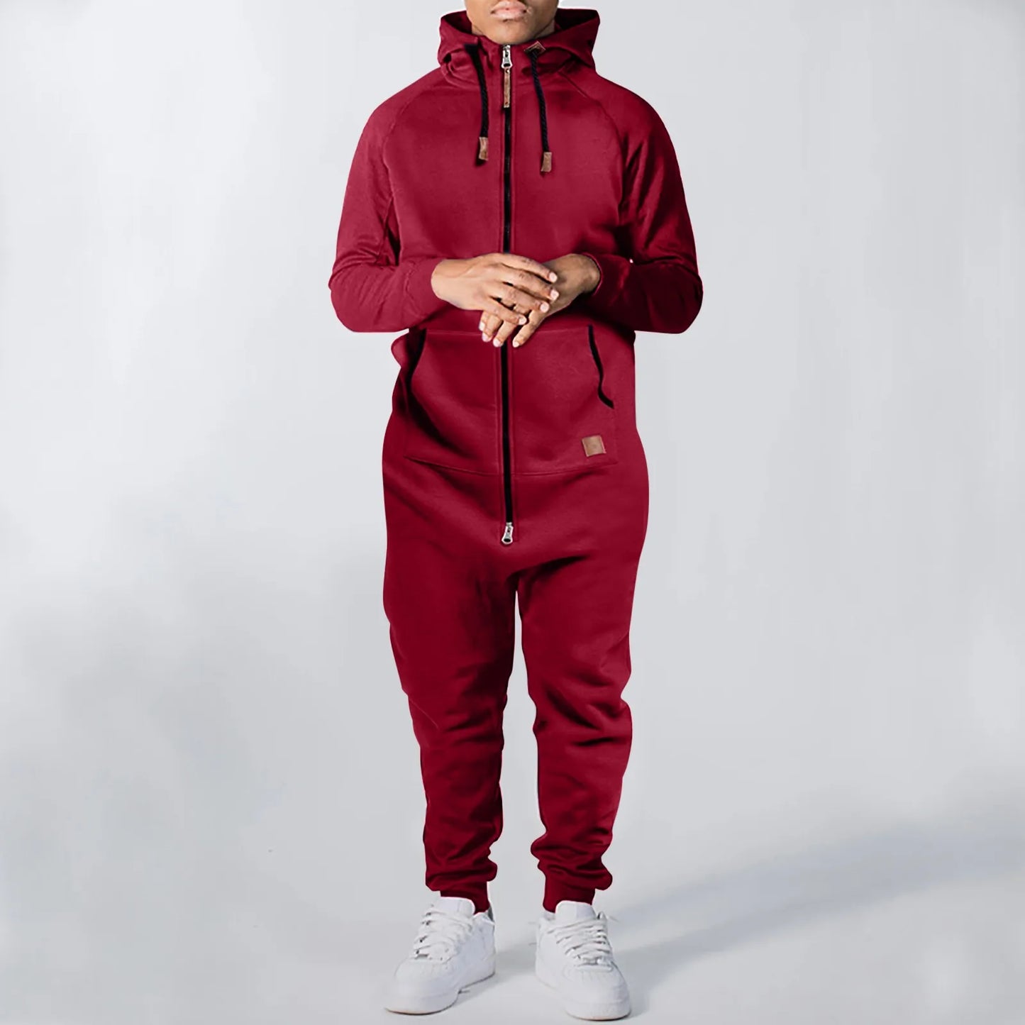 Men One-piece Garment Pajama Playsuit Zipper Hoodie