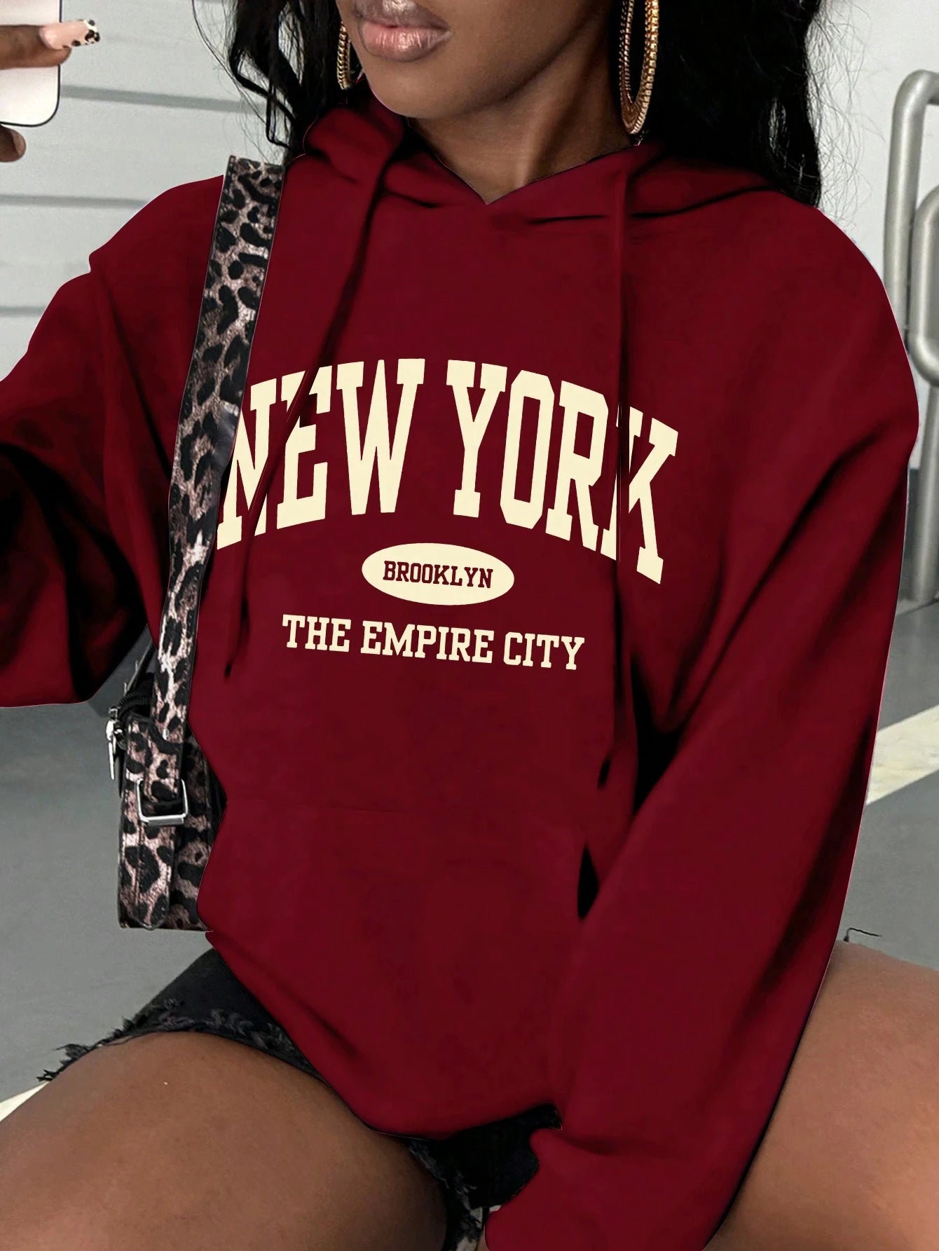 New York City Brooklyn Creative Letter Printed Female Hoodies Multicolor