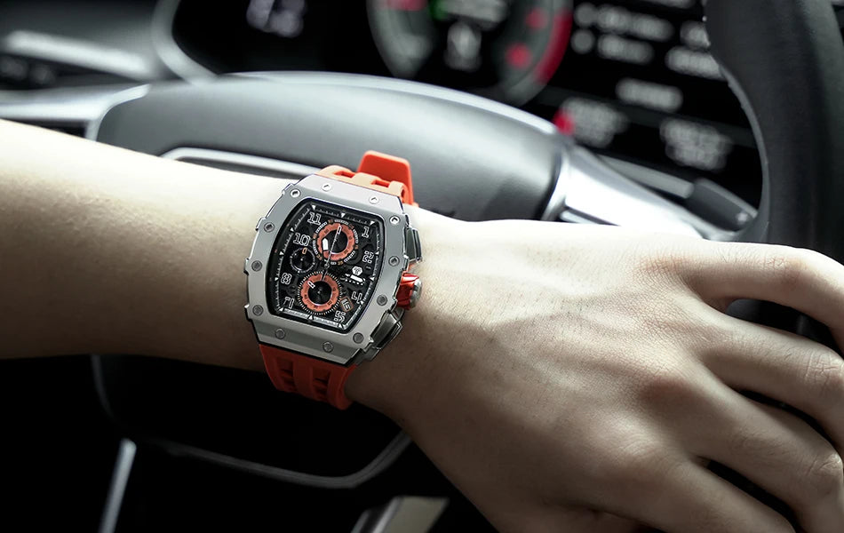 TSAR BOMBA Luxury Watch Men Top Brand Luminous Hand Imported Silicone Strap