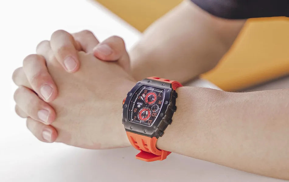 TSAR BOMBA Luxury Watch Men Top Brand Luminous Hand Imported Silicone Strap