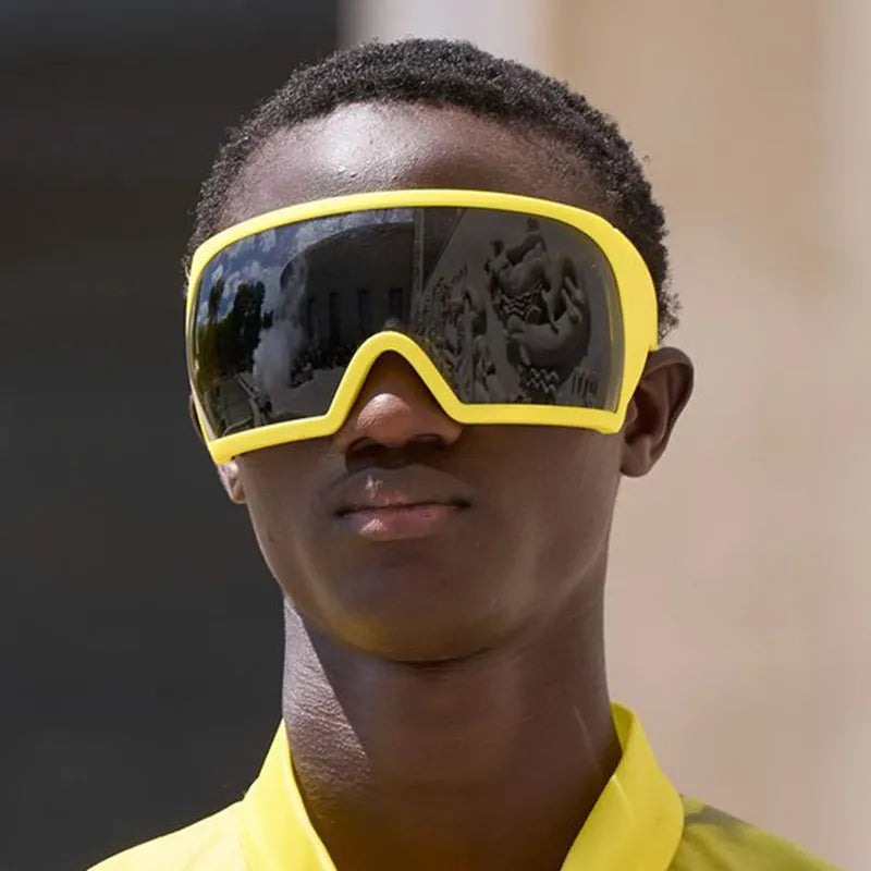 Oversized Punk One-piece Wrap Around Sunglasses Goggle Women Men Sun Glasses