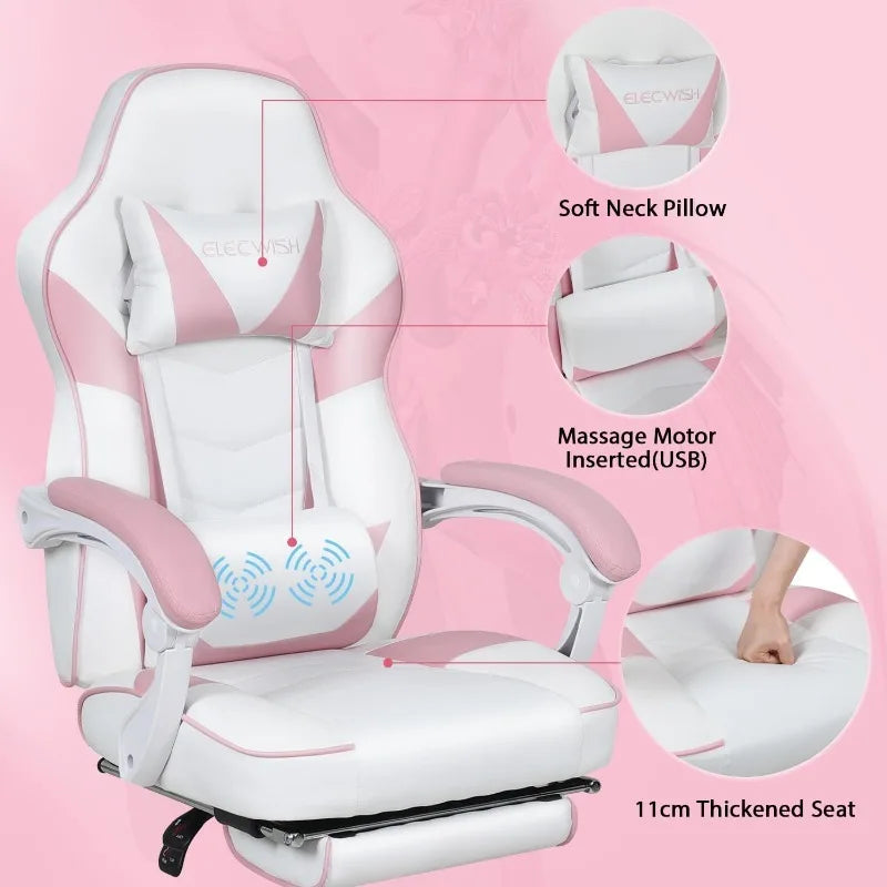 ARTET Gaming Chair with Massage High Back Computer Chair with Footrest Headrest