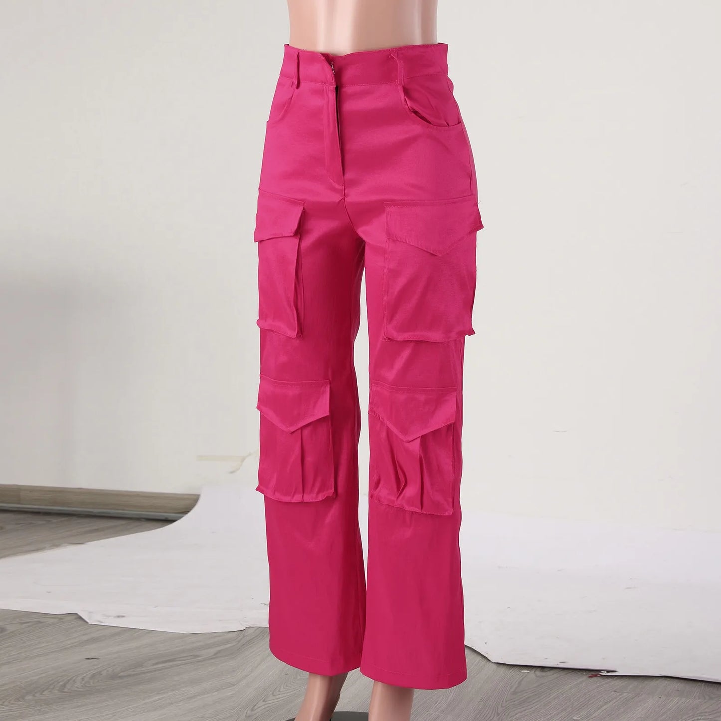 New Cargo Pants Female High Waist Wide Leg Trousers Women Fashion Pocket