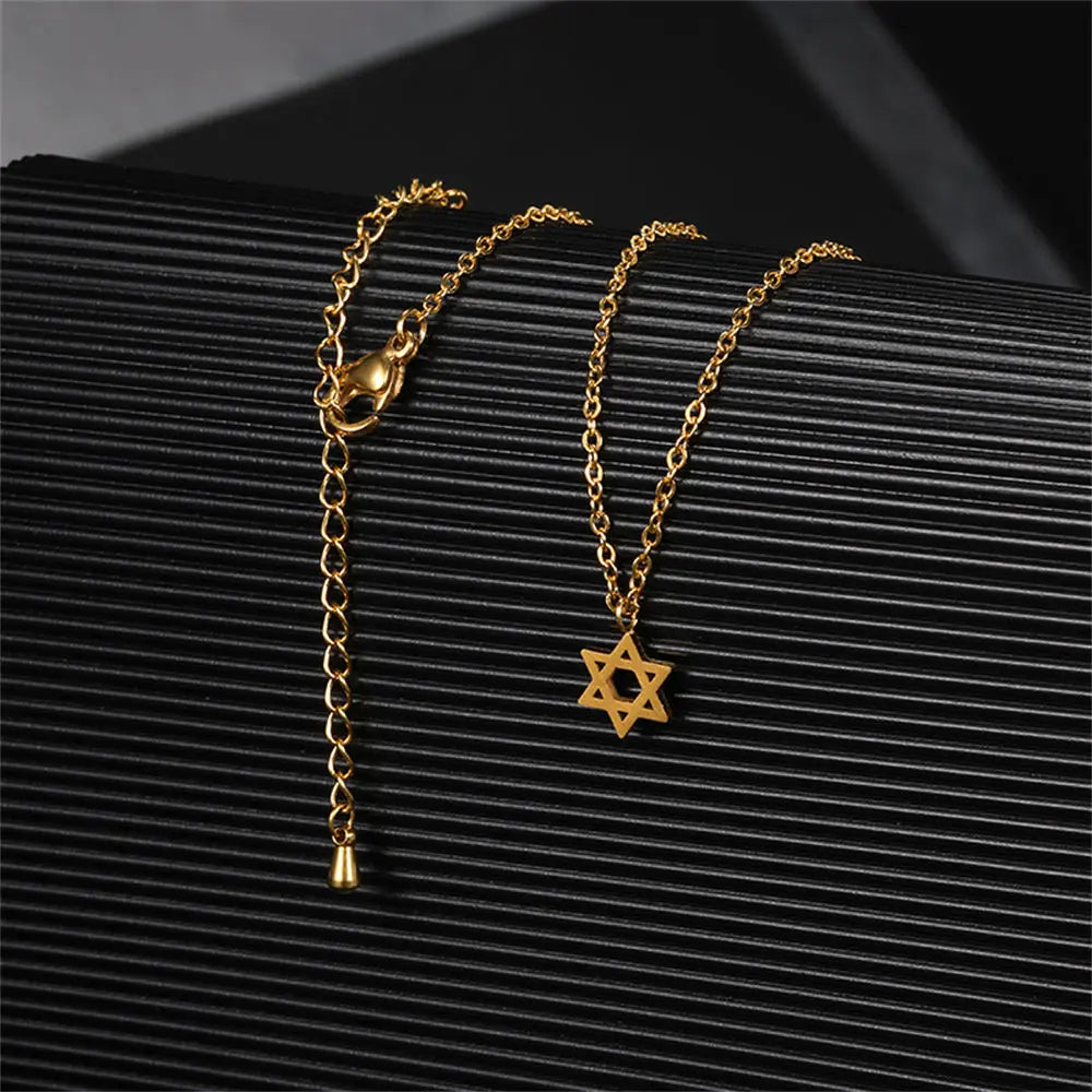 Jewelry Star of David Pendant Necklace for Women Chain Stainless Steel