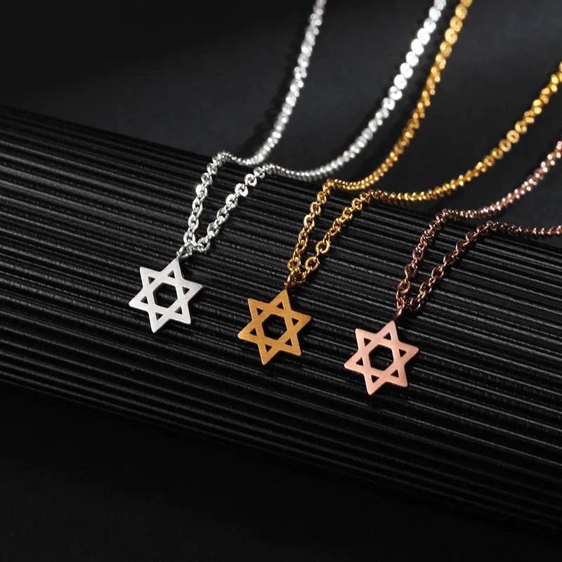 Jewelry Star of David Pendant Necklace for Women Chain Stainless Steel